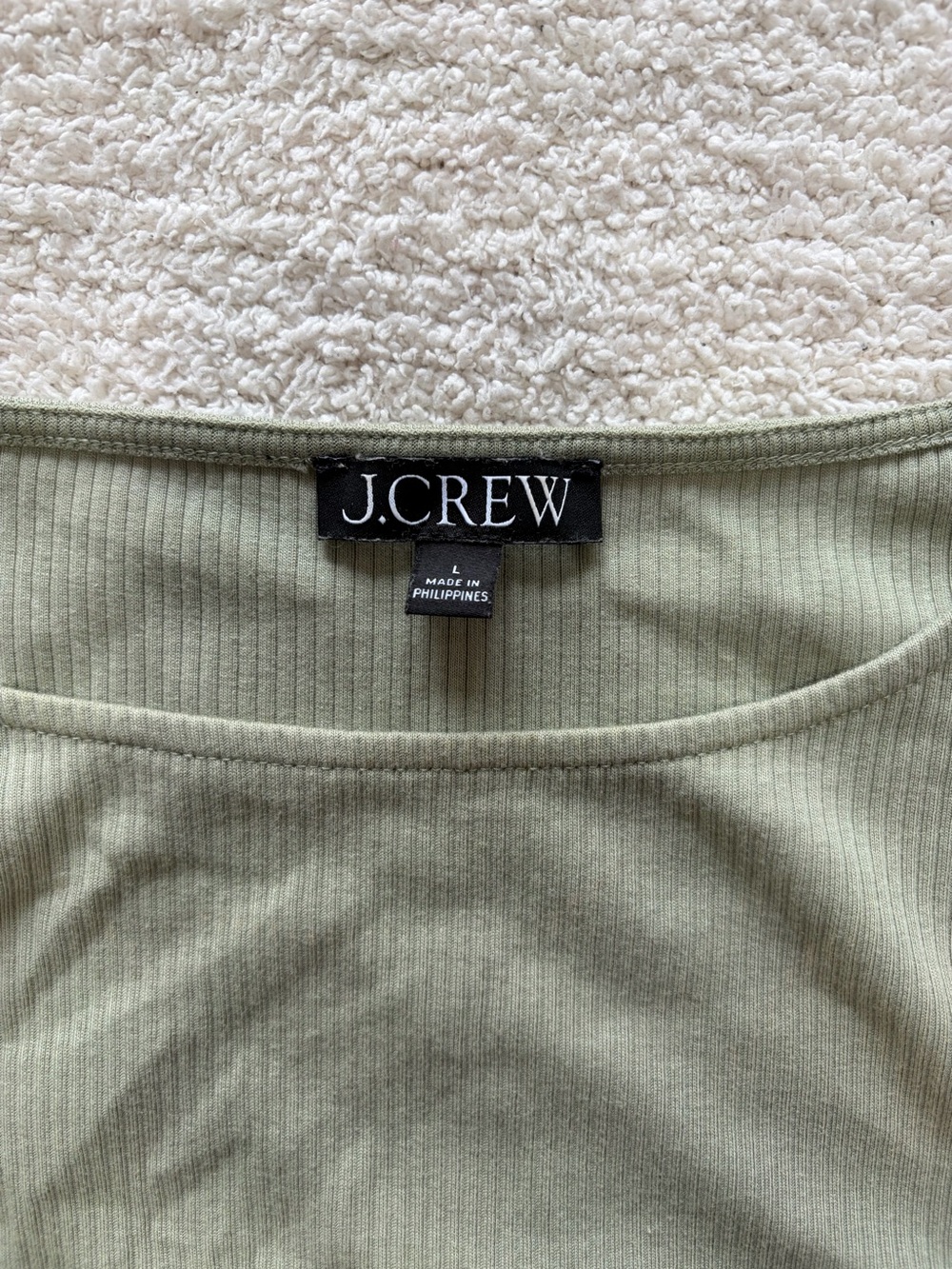 J. Crew Olive Ribbed Tank with Ruffle Cap Sleeves - Picture 2 of 3